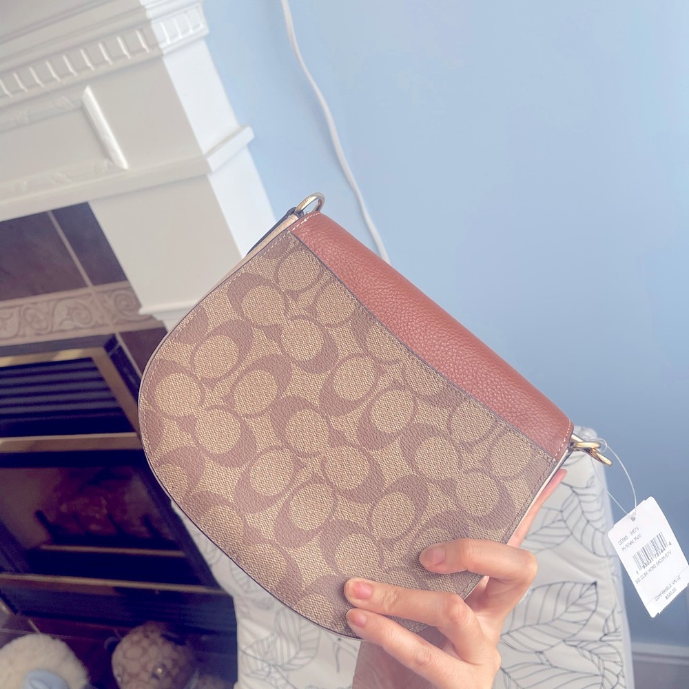 COACH MORGAN SADDLE BAG IN COLORBLOCK SIGNATURE CANVAS (COACH CE565) - Picture 7 of 9
